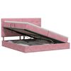 vidaXL Pat cu saltea și spațiu de depozitare Roz 200 x 200 cm Catifea