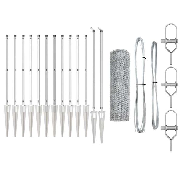 vidaXL St&acirc;lp de gard. Argintiu 25 x 0,6 m (plasă de 13 mm) Oțel