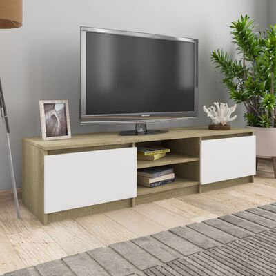 vidaXL Comodă TV, alb și stejar Sonoma, 140 x 40 x 35,5 cm, PAL