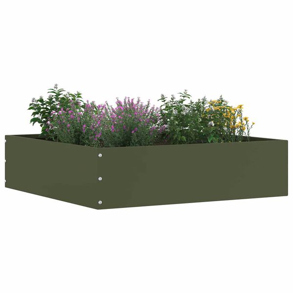 vidaXL Margine pentru gazon Olivengr&oslash;nn 50 x 50 x 13 cm Oțel
