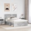 vidaXL Cadru de pat cu headboard Beton 140 x 190 cm Lemn de pin masiv