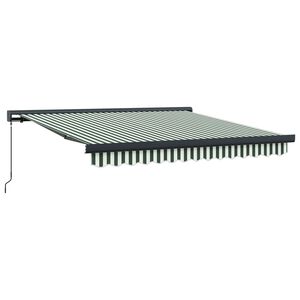 vidaXL Copertină retractabilă Verde și alb 300 x 250 cm
