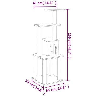 vidaXL Ansamblu pisici, stâlpi din funie sisal, gri deschis, 105 cm