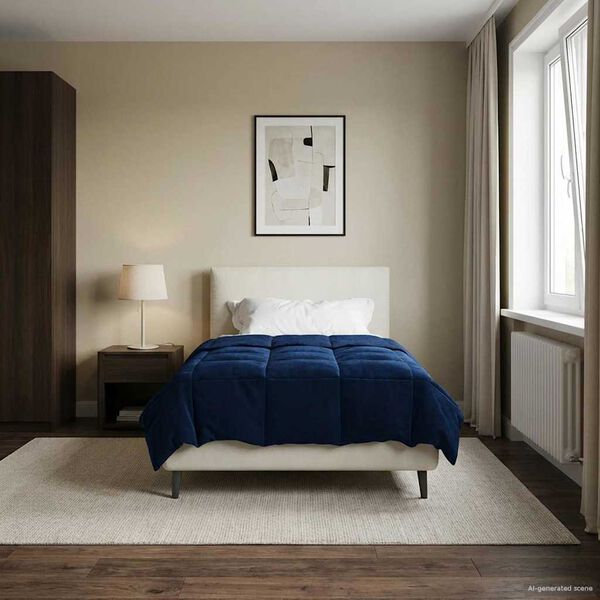 vidaXL Pilotă de vară Patos Albastru &icirc;nchis 140 x 220 cm Microfibră