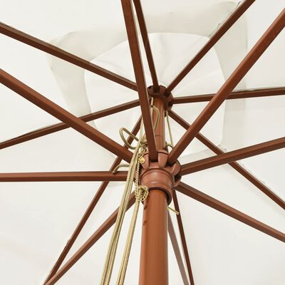 vidaXL Umbrelă de grădină stâlp din lemn, nisipiu, 300x300x273 cm