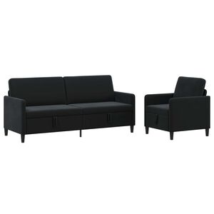 vidaXL Set de canapea cu spațiu de depozitare 2 buc. Negru Poliester