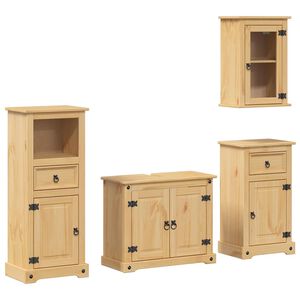 vidaXL Set mobilier de baie &bdquo;Corona&rdquo;, 4 piese, lemn masiv de pin