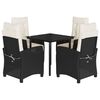 vidaXL Set mobilier de grădină cu perne, 5 piese, negru, poliratan