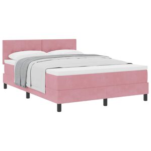 vidaXL Pat cu arcuri cu saltea cu headboard Roz 140 x 200 cm Catifea