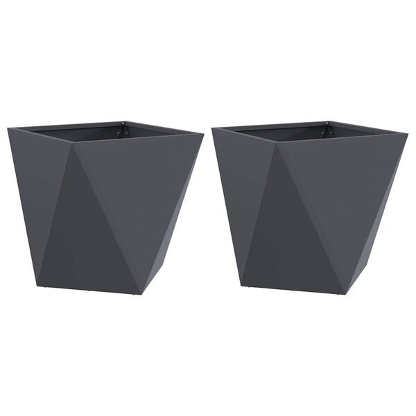 vidaXL Jardinieră 2 pcs Antracit 50 x 50 x 50 cm Oțel