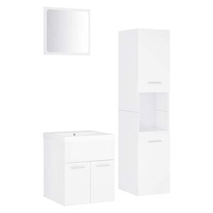 vidaXL Set mobilier de baie, alb, lemn prelucrat