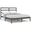 vidaXL Cadru de pat dublu, gri, 135x190 cm, lemn masiv