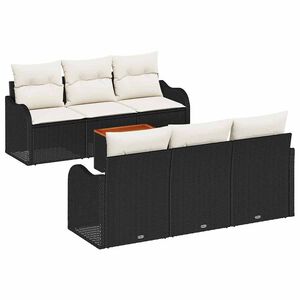 vidaXL Set de canapele pentru grădină 7 pcs Negru și Crem poliratan