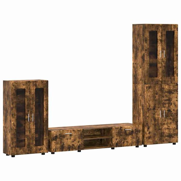 vidaXL Set comodă TV cu sertar cu raft Stejar fumuriu Lemn compozit