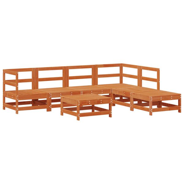 vidaXL Set de lounge pentru grădină 7 pcs Maro Ceară Lemn masiv de pin