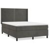 vidaXL Pat box spring cu saltea, gri &icirc;nchis, 140x190 cm, catifea