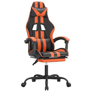 vidaXL Scaun de gaming cu suport picioare, negru/oranj, piele eco