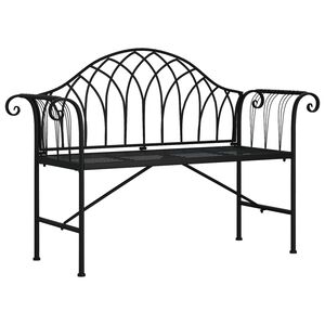 vidaXL Bancă de grădină cu 2 locuri, negru, 128 cm, oțel