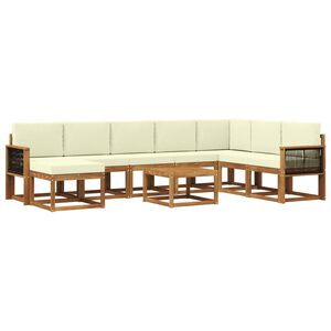 vidaXL Set de canapele de exterior 9 buc. Natural și Crem