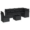 vidaXL Set canapele de grădină cu perne, 7 piese, negru, poliratan