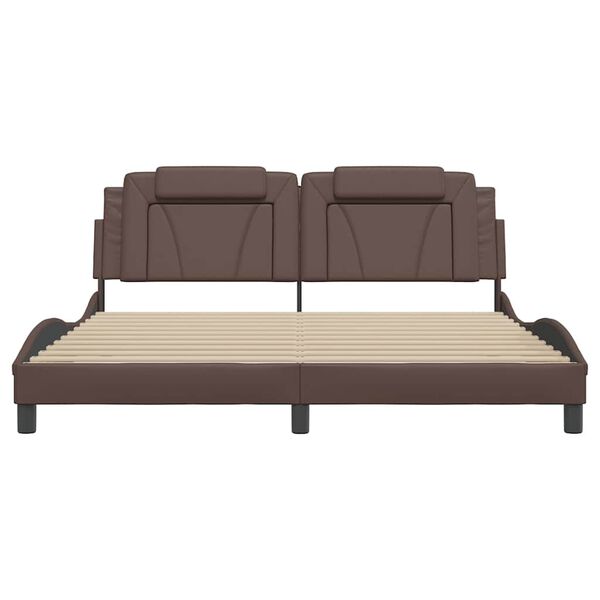 vidaXL Cadru de pat, Viana, fără saltea, maro, 180x200 cm, piele ecologică