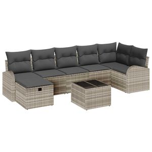 vidaXL Set de canapele pentru grădină 8 pcs Gri deschis Rattan poli