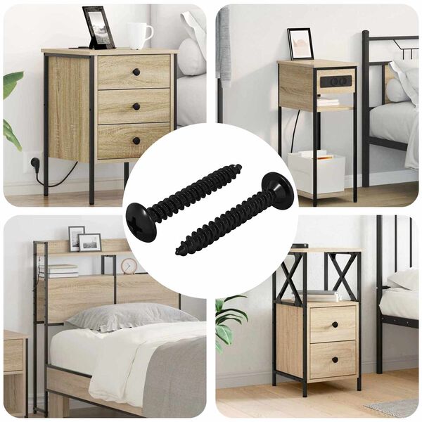 vidaXL Cuie cu filete 2 pcs Negru M4 x 28 mm Oțel