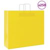 vidaXL Pungi de h&acirc;rtie 250 buc cu m&acirc;nere galbene 54x15x49 cm