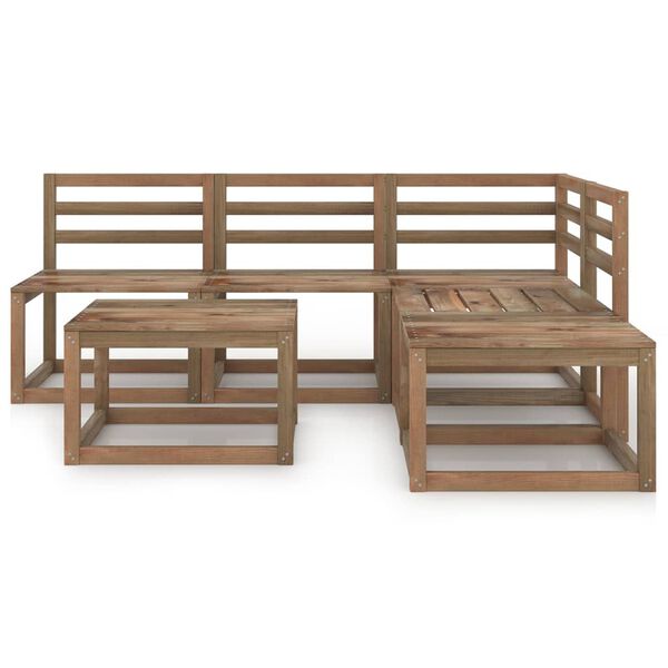 vidaXL Set mobilier de grădină, 6 piese, maro, lemn de pin tratat