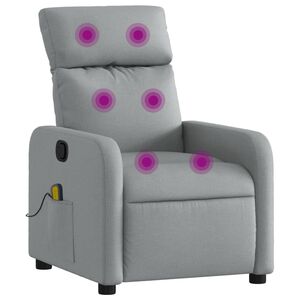 vidaXL Fotoliu reclinabil cu masaj, gri deschis, material textil