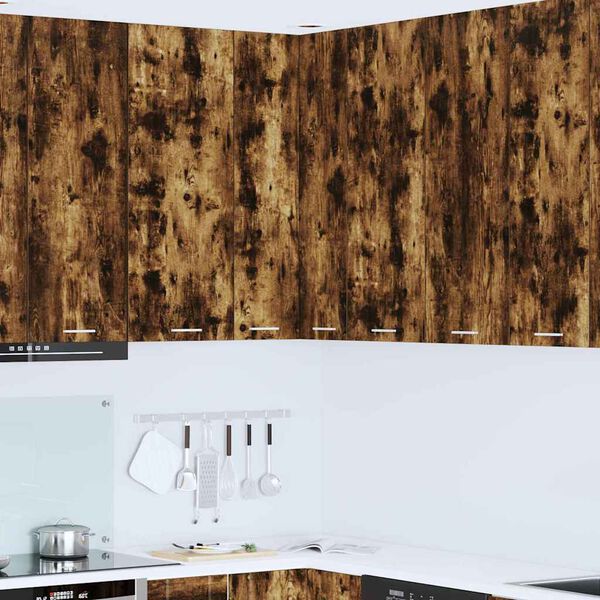 vidaXL Dulap suspendat cu ușă Stejar afumat și alb 57 x 57 x 100 cm