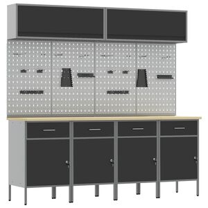 vidaXL Set de dulapuri de lucru cu sertar cu depozitare 10 buc. Negru