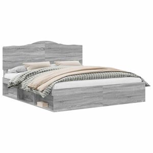 vidaXL Cadru de pat Gri Sonoma 180 x 200 cm Lemn de pin masiv