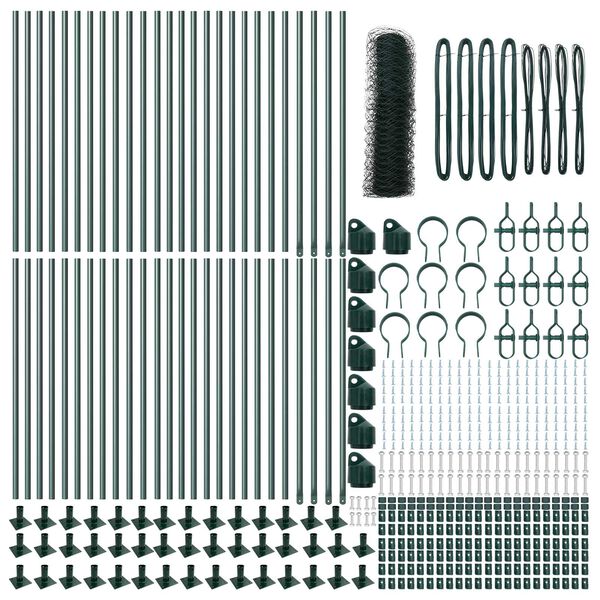 vidaXL St&acirc;lp de gard. Verde 100 x 0,8 m (plasă de 36 mm) Oțel și PVC