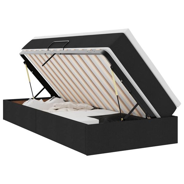 vidaXL Pat cu saltea și spațiu de depozitare Negru 90 x 200 cm