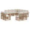 vidaXL Set de canapele de exterior 11 buc. Alb Natural și Crem