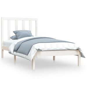 vidaXL Cadru de pat mic single, alb, 75x190 cm, lemn masiv de pin