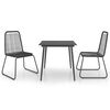 vidaXL Set masă de grădină, 3 piese, negru, ratan PVC