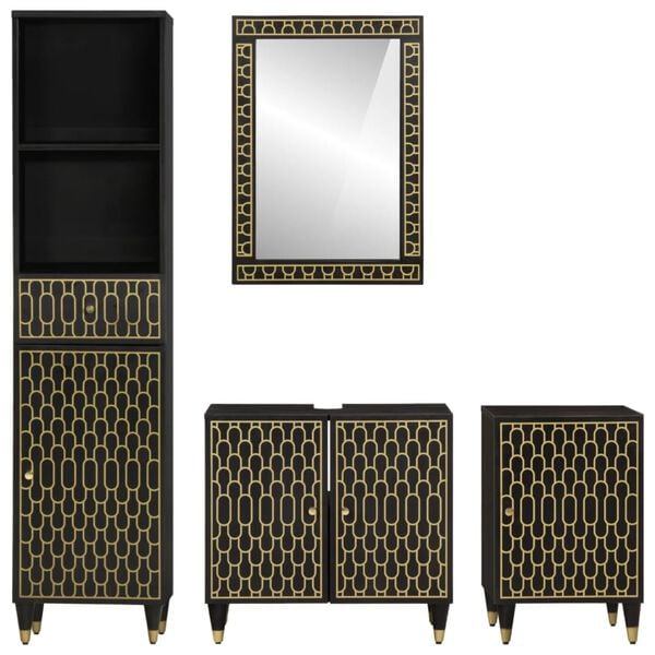 vidaXL Set mobilier de baie, 4 piese, lemn masiv de mango