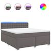 vidaXL Pat box spring cu saltea, gri, 180x200 cm, piele ecologică