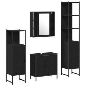 vidaXL Set de mobilier pentru baie 4 buc. Negru 33 x 33 x 185,5 cm