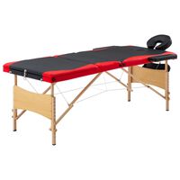 vidaXL Masă de masaj pliabilă, 3 zone, negru și roșu, lemn