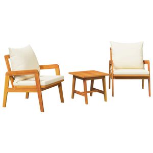 vidaXL Set bistro cu pernă 3 pcs Maro Lemn Solid de Acacia