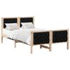 vidaXL Cadru de pat cu headboard Negru 135 x 190 cm Lemn de pin masiv
