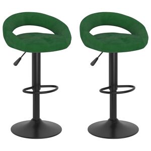 vidaXL Scaune de bar, 2 buc., verde &icirc;nchis, catifea
