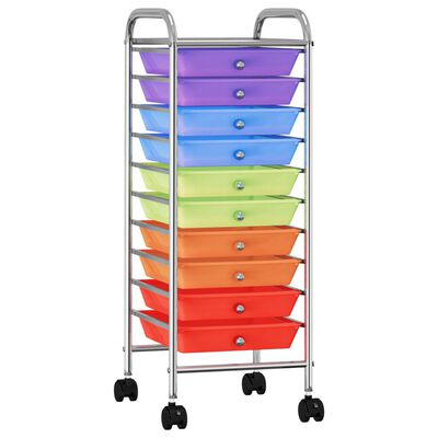 vidaXL Cărucior de depozitare mobil cu 10 sertare, multicolor, plastic