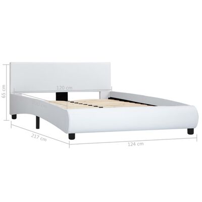 vidaXL Cadru de pat cu LED-uri, alb, 120 x 200 cm, piele ecologică