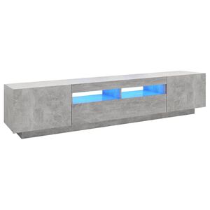 vidaXL Comodă TV cu lumini LED, gri beton, 200x35x40 cm