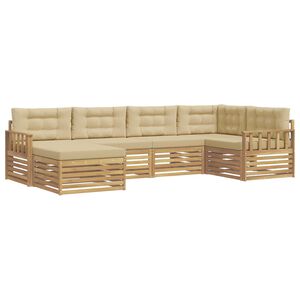 vidaXL Set de canapele de exterior 6 buc. Alb și Bej Poliester