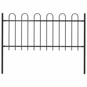 vidaXL Gard de grădină BOXTEL cu v&acirc;rf circular din oțel, 170 x 80 cm, negru